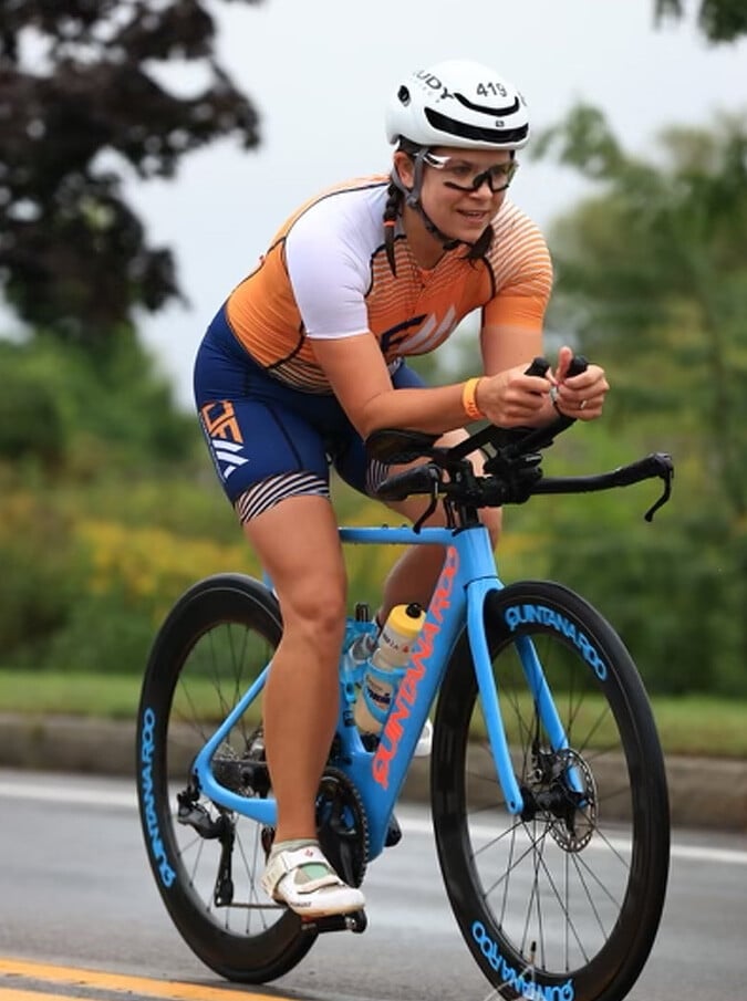 Female Athlete Riding at the Finger Lakes Triathlon